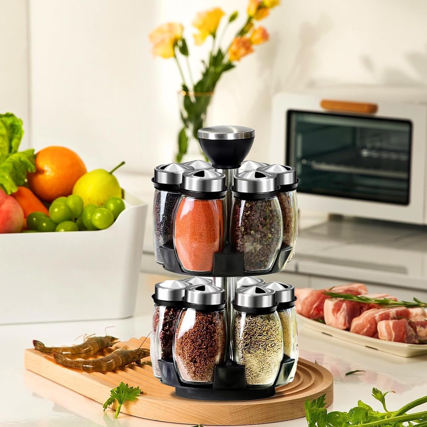 Rotating Glass Spice Bottle Set - Image 3